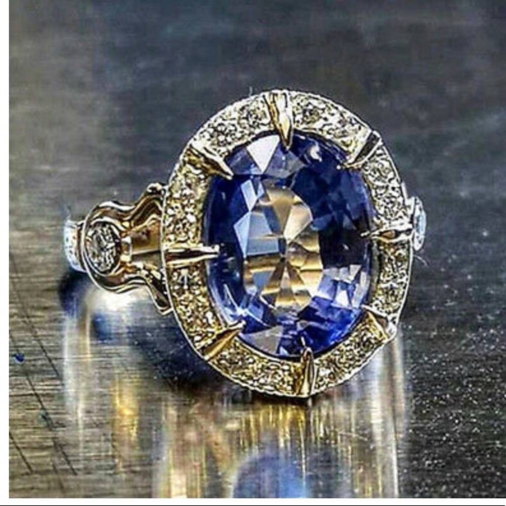 NEW 925 Sterling Silver Blue Stone ring - Picture 1 of 3